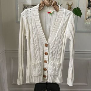 Fervour ModCloth Fisherman Cardigan Sweater Ivory L